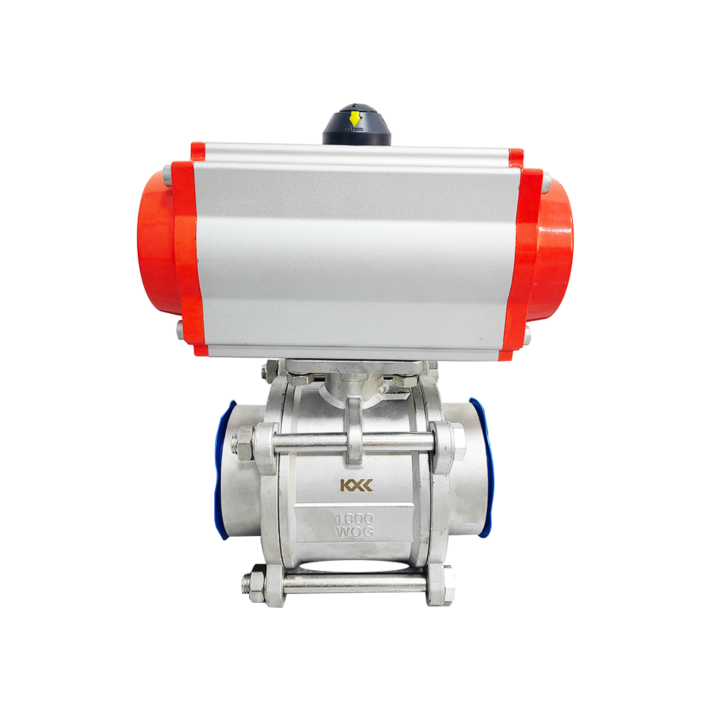 Stainless steel pneumatic three-piece wire snap ball valve