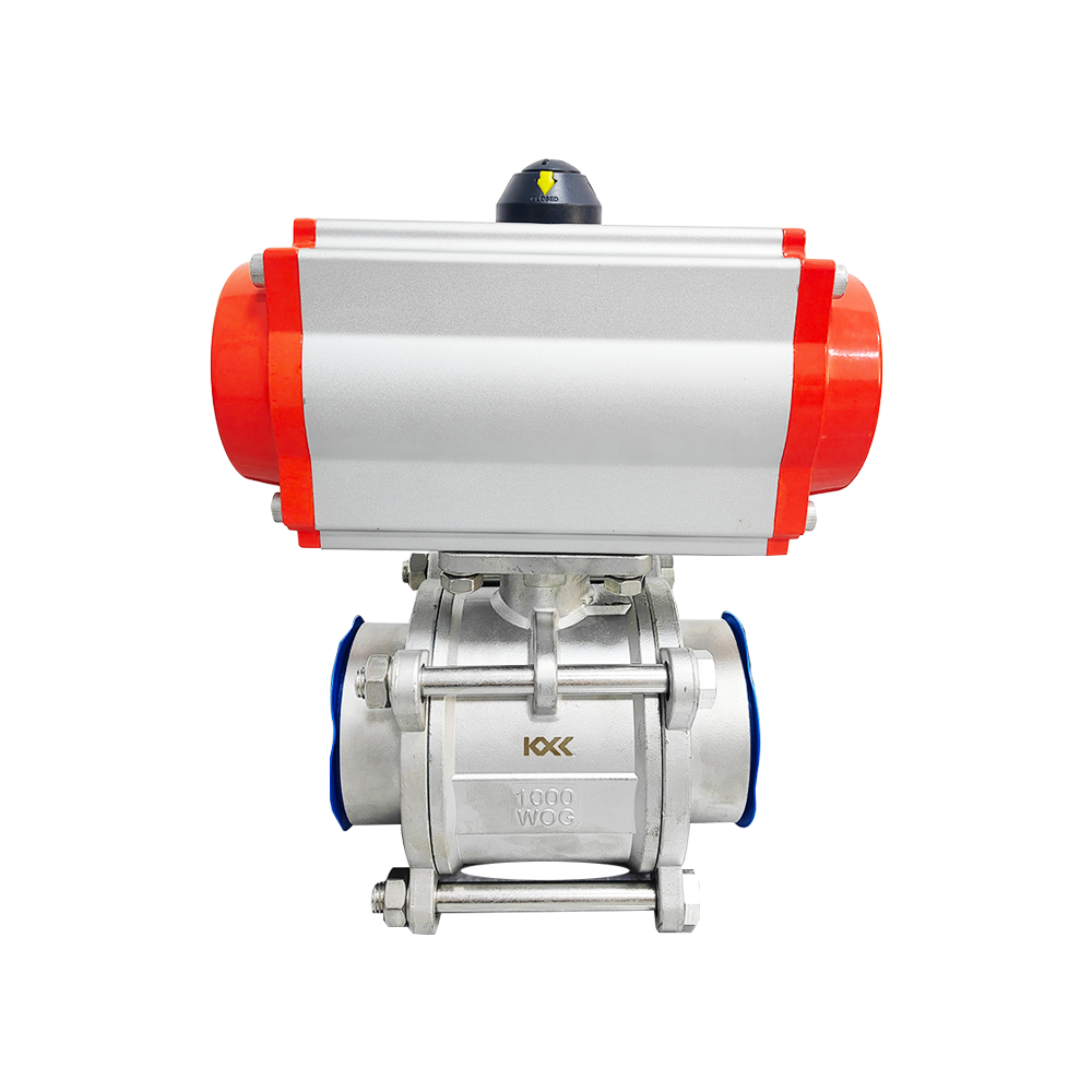 Stainless steel pneumatic three-piece ball valve