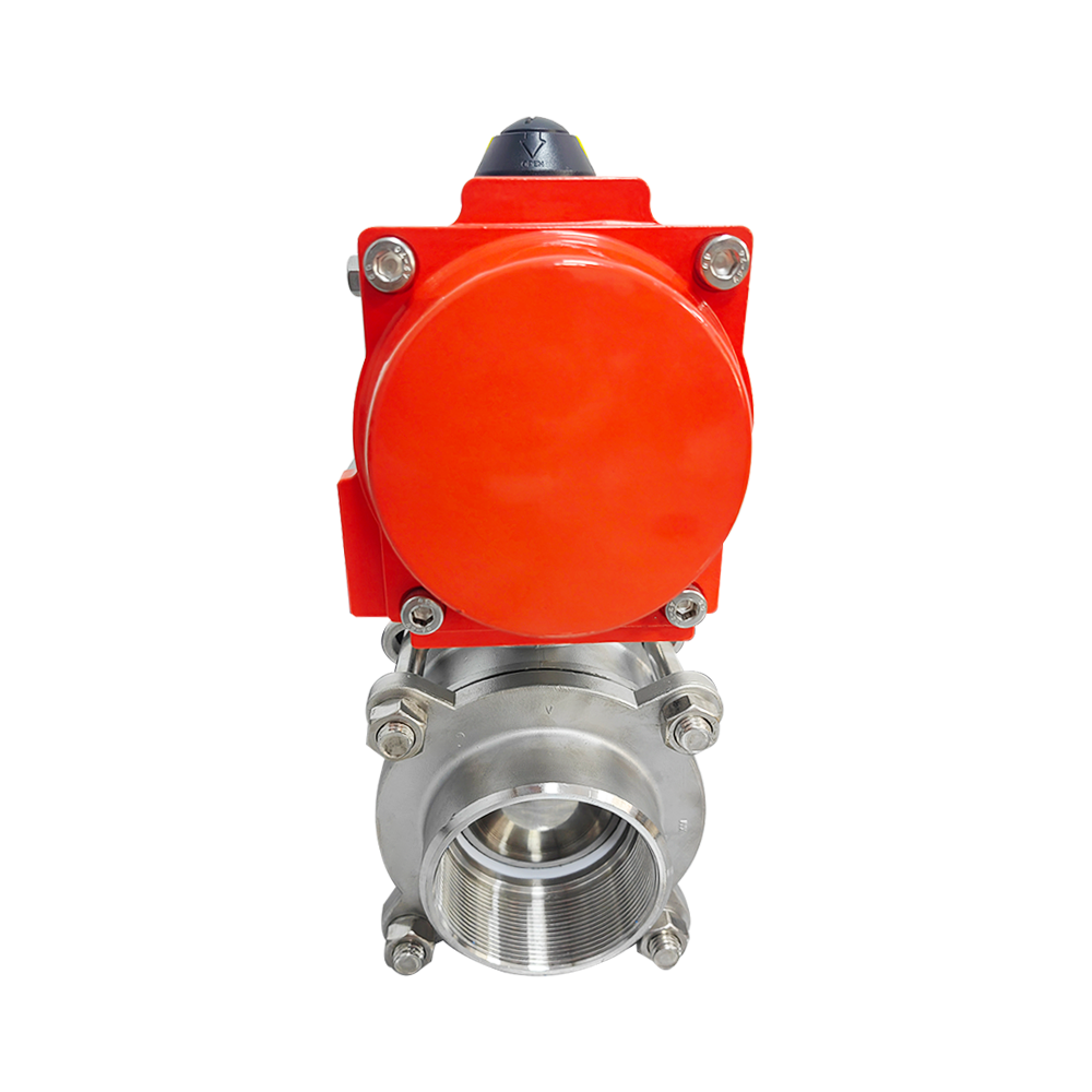 Stainless steel pneumatic three-piece ball valve