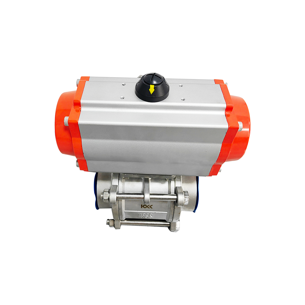 Stainless steel pneumatic three-piece ball valve