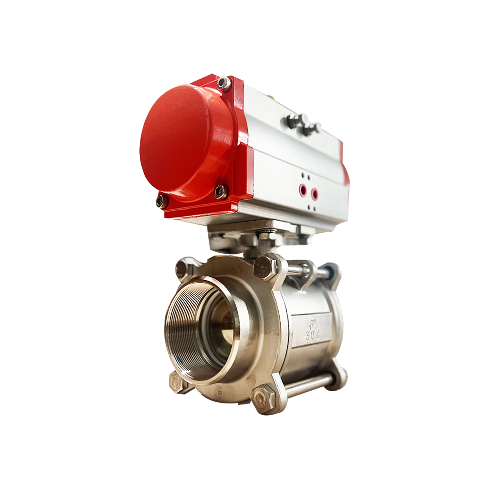 Stainless steel pneumatic three-piece ball valve