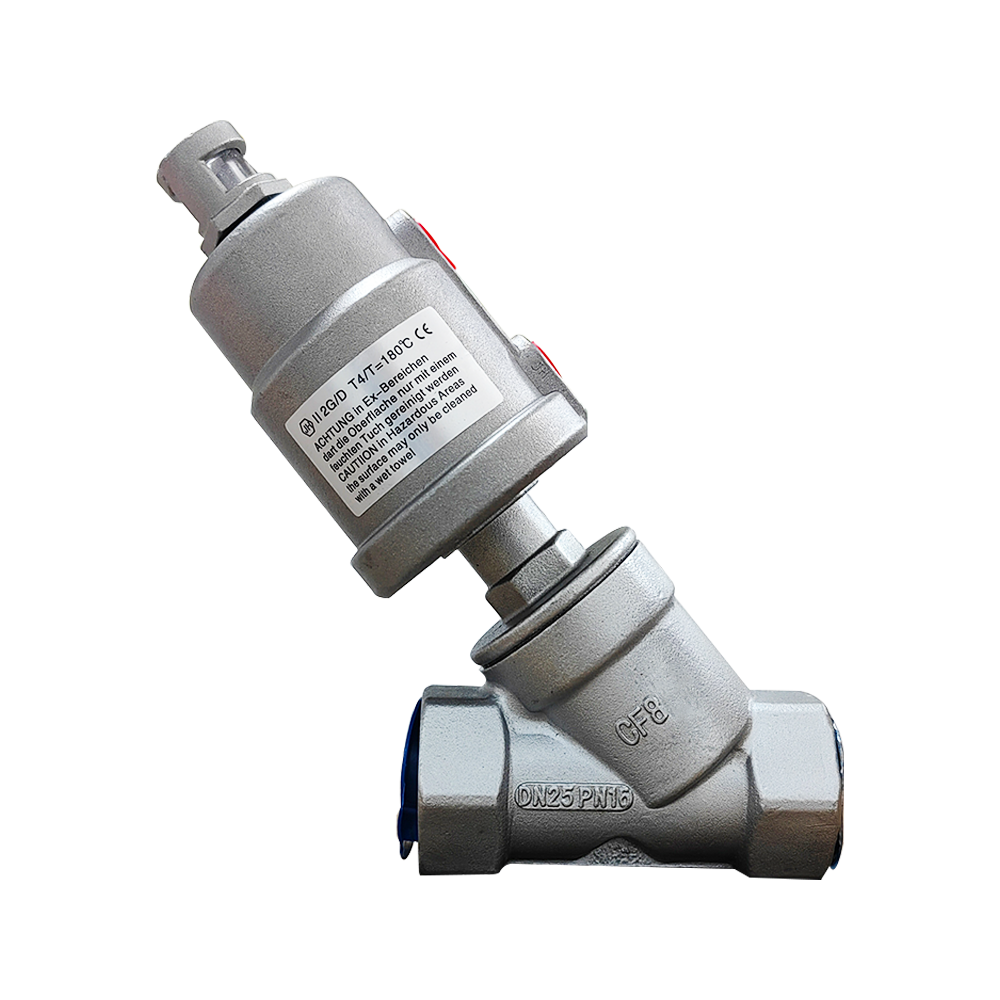 High Steel Threaded  Stainless Steel Pneumatic Angle Seat Valve